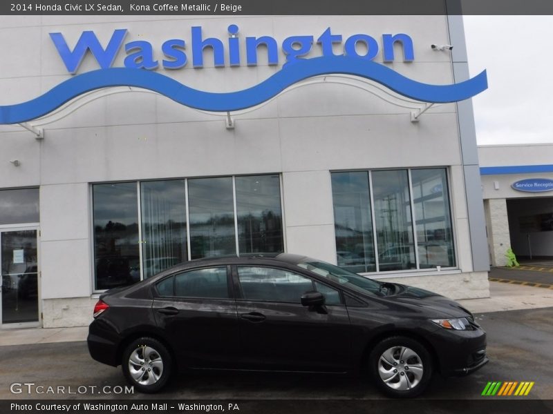 Kona Coffee Metallic / Beige 2014 Honda Civic LX Sedan