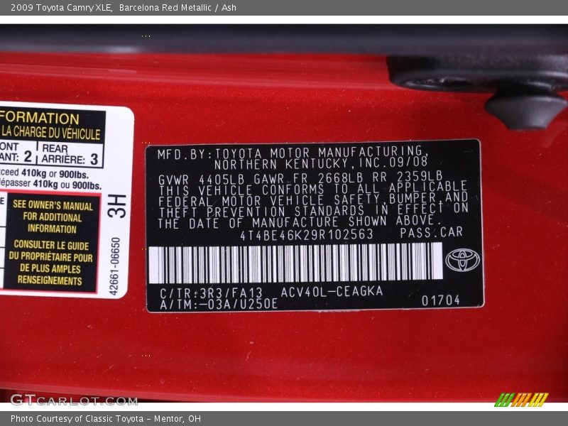 Barcelona Red Metallic / Ash 2009 Toyota Camry XLE