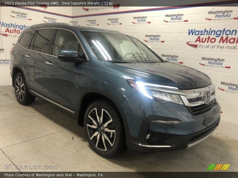 Steel Sapphire Metallic / Gray 2021 Honda Pilot Touring AWD