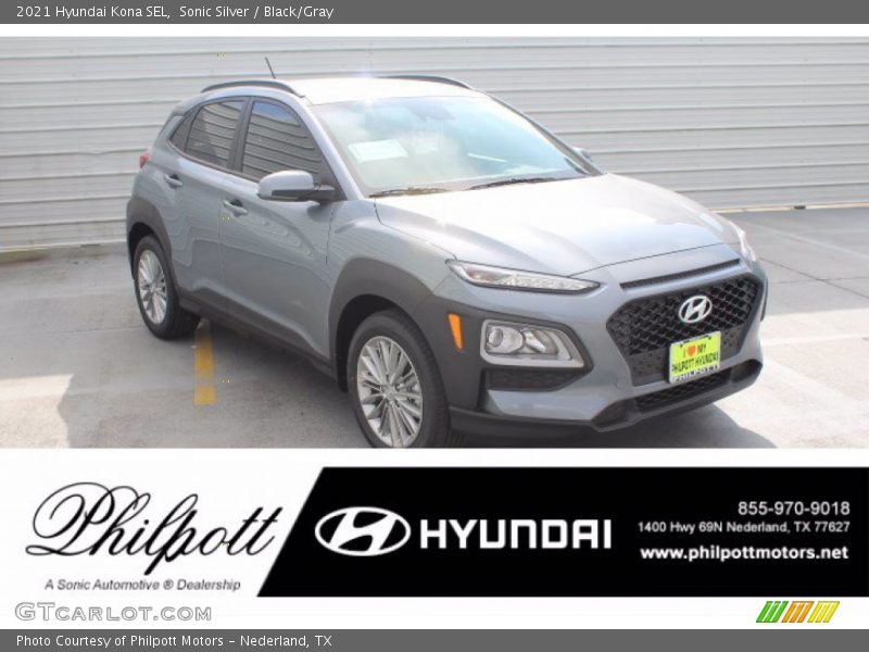 Sonic Silver / Black/Gray 2021 Hyundai Kona SEL