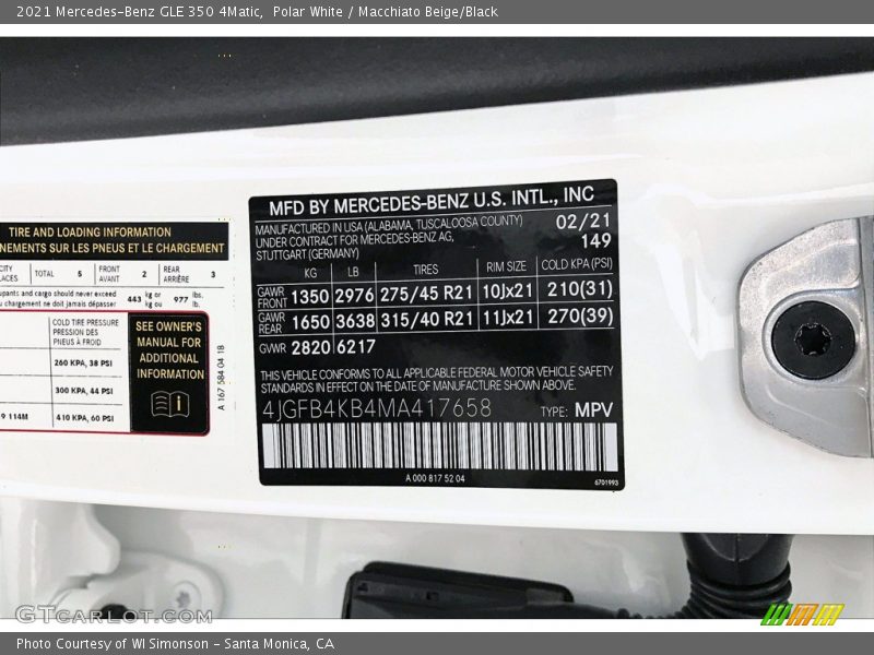 Polar White / Macchiato Beige/Black 2021 Mercedes-Benz GLE 350 4Matic