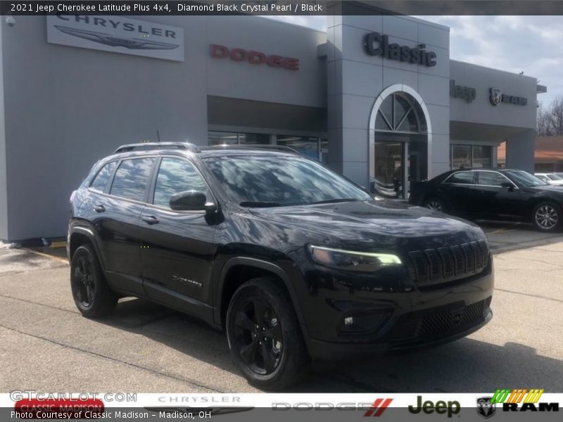 Diamond Black Crystal Pearl / Black 2021 Jeep Cherokee Latitude Plus 4x4