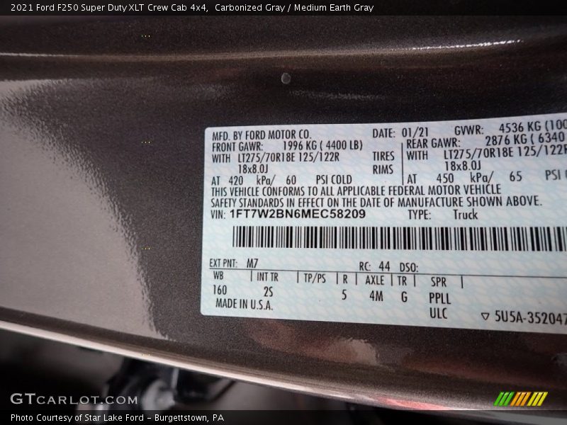 Carbonized Gray / Medium Earth Gray 2021 Ford F250 Super Duty XLT Crew Cab 4x4