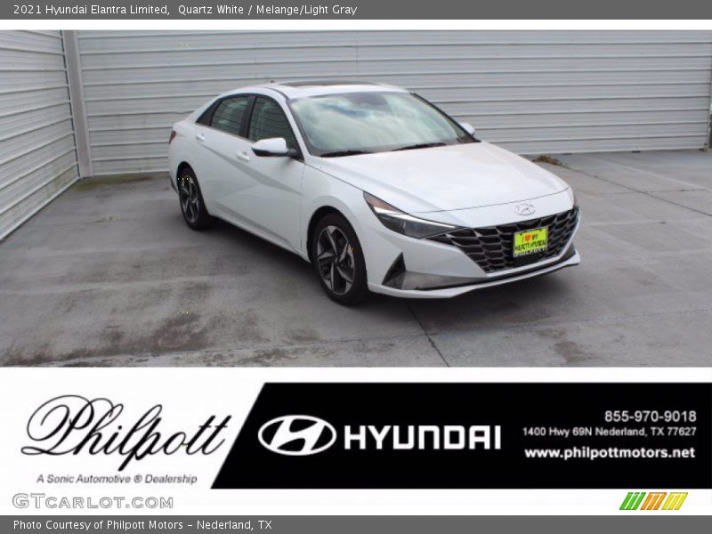 Quartz White / Melange/Light Gray 2021 Hyundai Elantra Limited