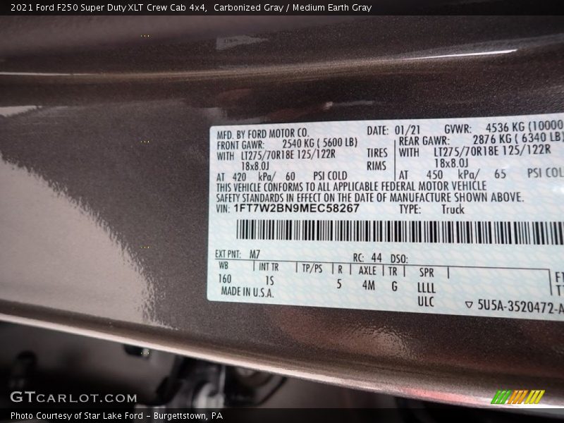 Carbonized Gray / Medium Earth Gray 2021 Ford F250 Super Duty XLT Crew Cab 4x4
