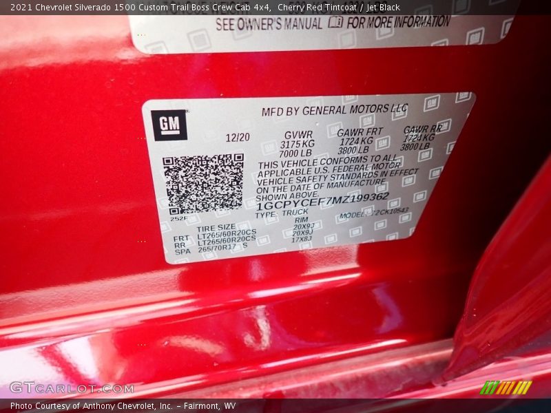 Cherry Red Tintcoat / Jet Black 2021 Chevrolet Silverado 1500 Custom Trail Boss Crew Cab 4x4