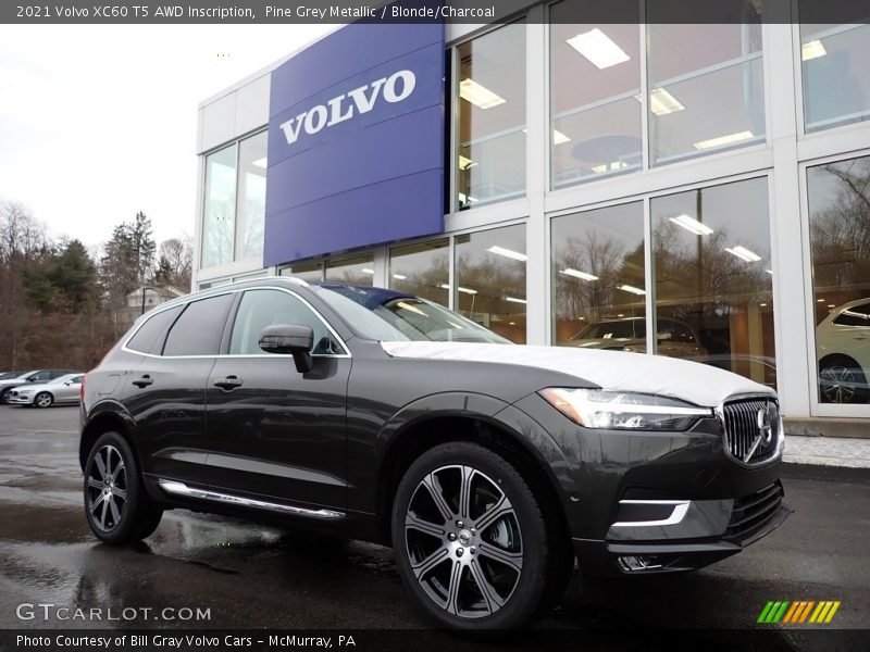 Pine Grey Metallic / Blonde/Charcoal 2021 Volvo XC60 T5 AWD Inscription
