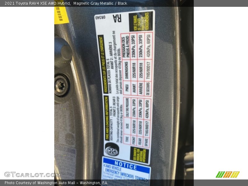 Magnetic Gray Metallic / Black 2021 Toyota RAV4 XSE AWD Hybrid