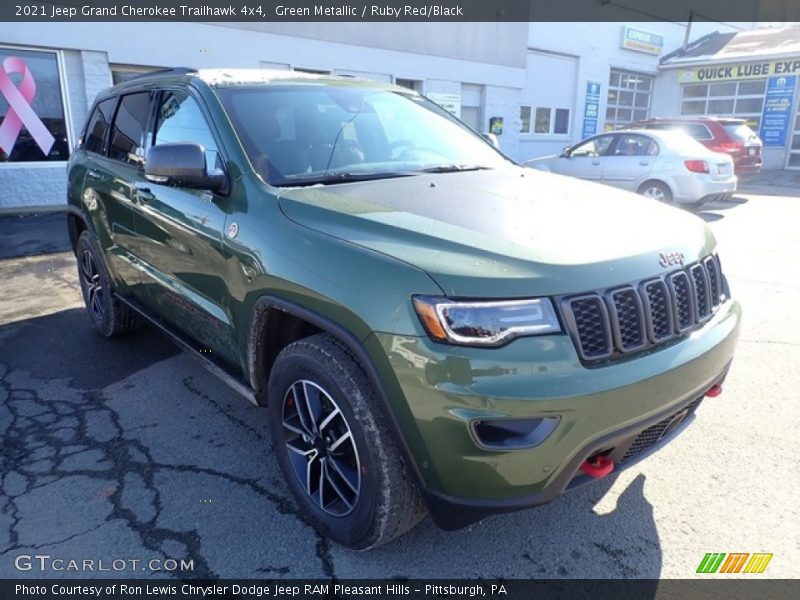 Green Metallic / Ruby Red/Black 2021 Jeep Grand Cherokee Trailhawk 4x4