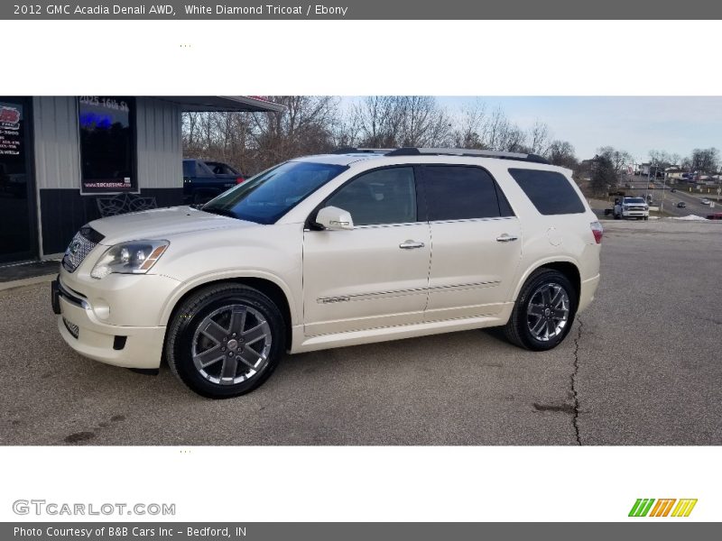 White Diamond Tricoat / Ebony 2012 GMC Acadia Denali AWD