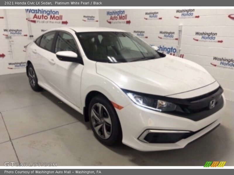 Platinum White Pearl / Black 2021 Honda Civic LX Sedan