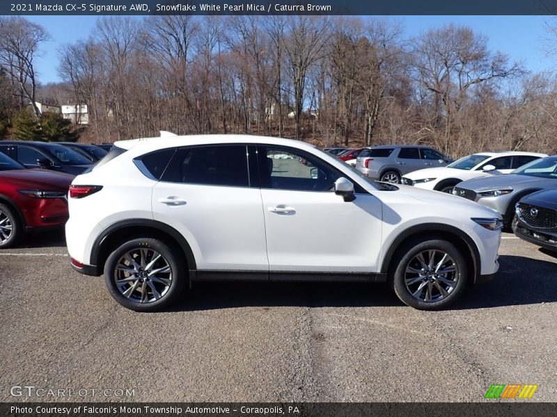 Snowflake White Pearl Mica / Caturra Brown 2021 Mazda CX-5 Signature AWD