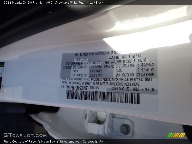 Snowflake White Pearl Mica / Black 2021 Mazda CX-30 Premium AWD