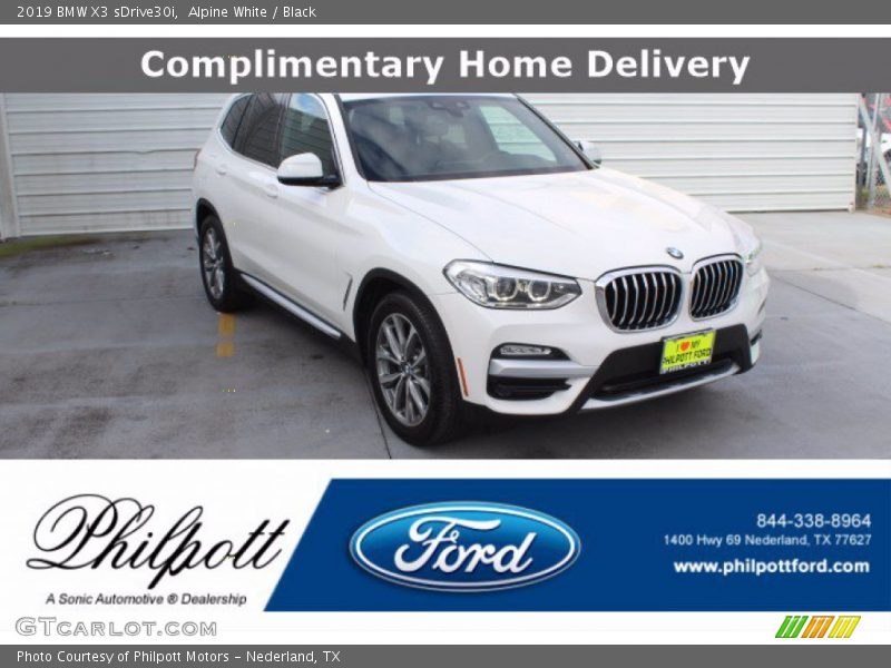 Alpine White / Black 2019 BMW X3 sDrive30i