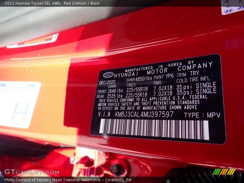 Red Crimson / Black 2021 Hyundai Tucson SEL AWD