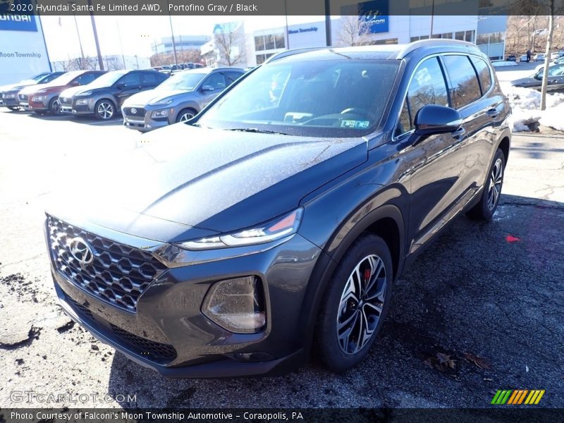 Portofino Gray / Black 2020 Hyundai Santa Fe Limited AWD