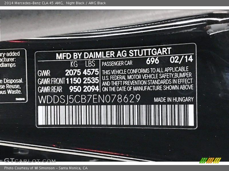 Night Black / AMG Black 2014 Mercedes-Benz CLA 45 AMG