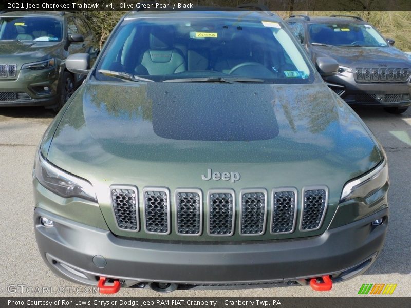Olive Green Pearl / Black 2021 Jeep Cherokee Traihawk 4x4