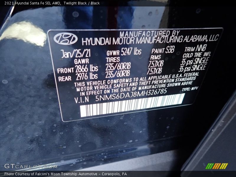 Twilight Black / Black 2021 Hyundai Santa Fe SEL AWD