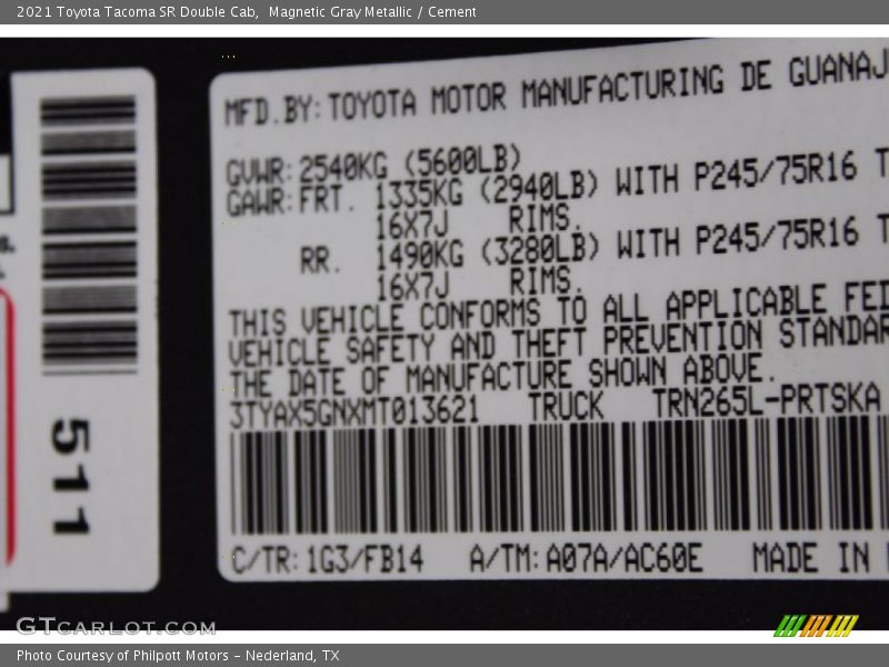 Magnetic Gray Metallic / Cement 2021 Toyota Tacoma SR Double Cab