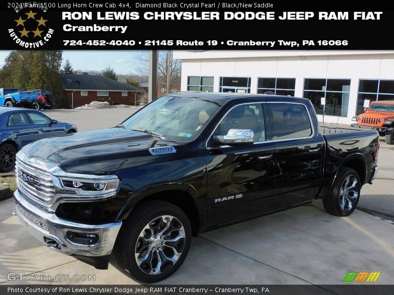 Diamond Black Crystal Pearl / Black/New Saddle 2021 Ram 1500 Long Horn Crew Cab 4x4