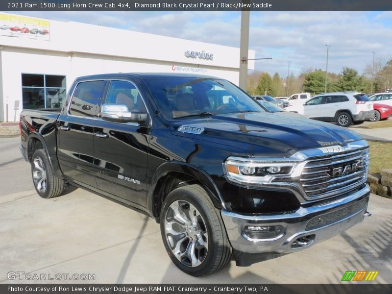 Diamond Black Crystal Pearl / Black/New Saddle 2021 Ram 1500 Long Horn Crew Cab 4x4