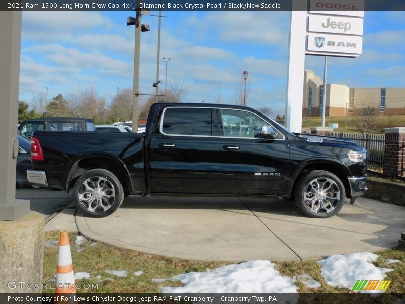 Diamond Black Crystal Pearl / Black/New Saddle 2021 Ram 1500 Long Horn Crew Cab 4x4