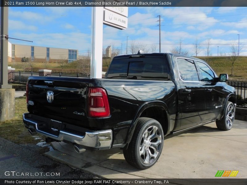 Diamond Black Crystal Pearl / Black/New Saddle 2021 Ram 1500 Long Horn Crew Cab 4x4