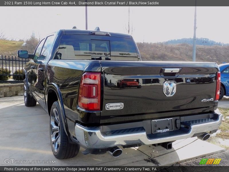 Diamond Black Crystal Pearl / Black/New Saddle 2021 Ram 1500 Long Horn Crew Cab 4x4