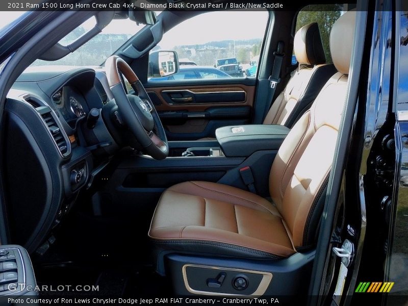 Diamond Black Crystal Pearl / Black/New Saddle 2021 Ram 1500 Long Horn Crew Cab 4x4