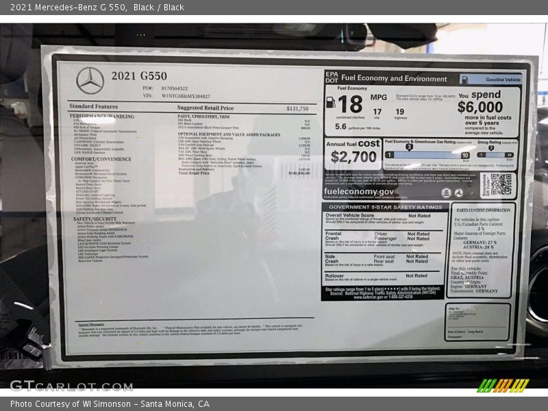 Black / Black 2021 Mercedes-Benz G 550