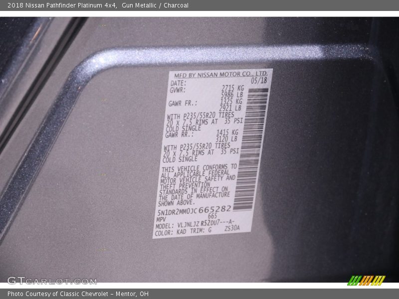 Gun Metallic / Charcoal 2018 Nissan Pathfinder Platinum 4x4