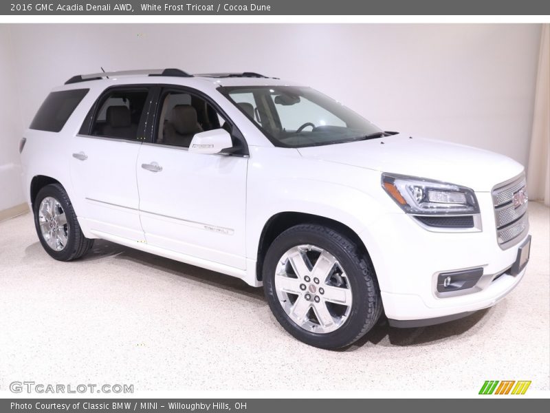 White Frost Tricoat / Cocoa Dune 2016 GMC Acadia Denali AWD