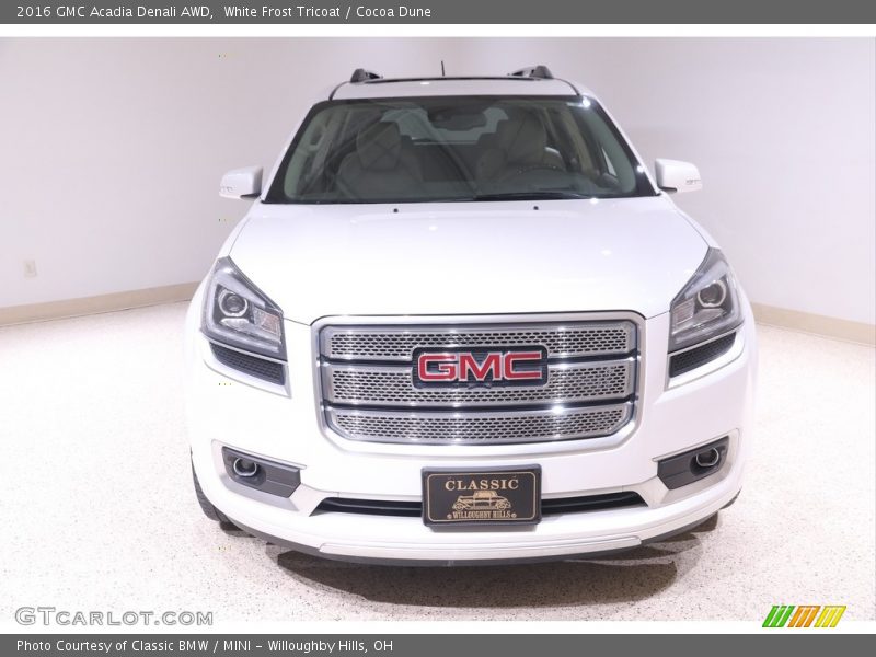 White Frost Tricoat / Cocoa Dune 2016 GMC Acadia Denali AWD