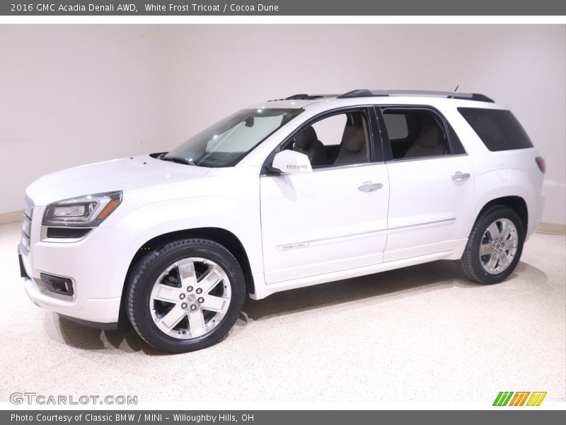 White Frost Tricoat / Cocoa Dune 2016 GMC Acadia Denali AWD