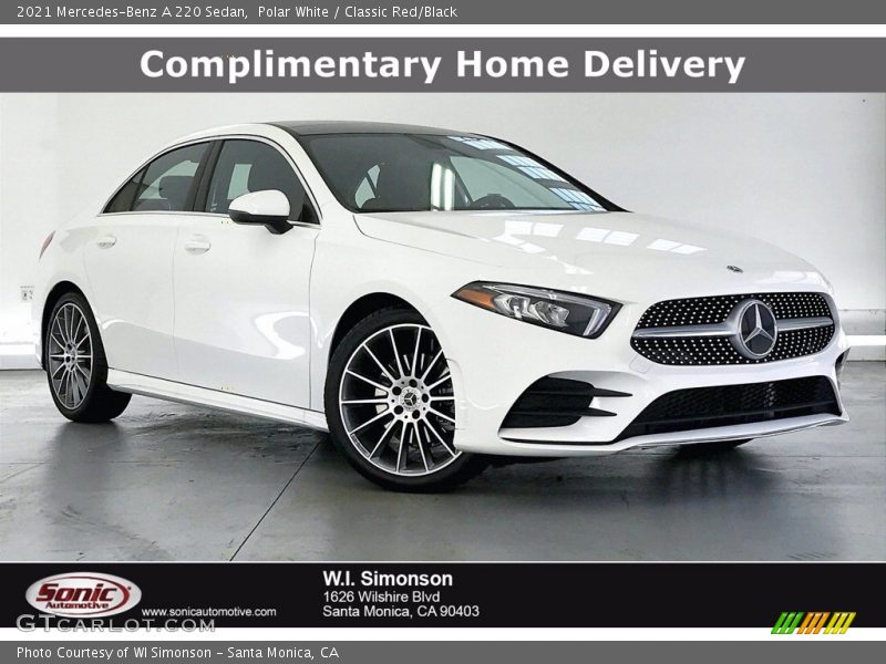 Polar White / Classic Red/Black 2021 Mercedes-Benz A 220 Sedan