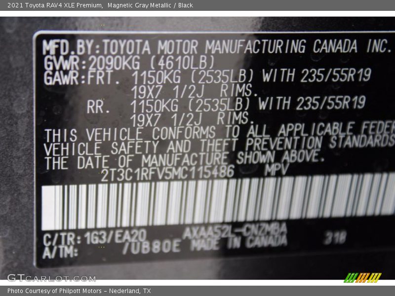 Magnetic Gray Metallic / Black 2021 Toyota RAV4 XLE Premium