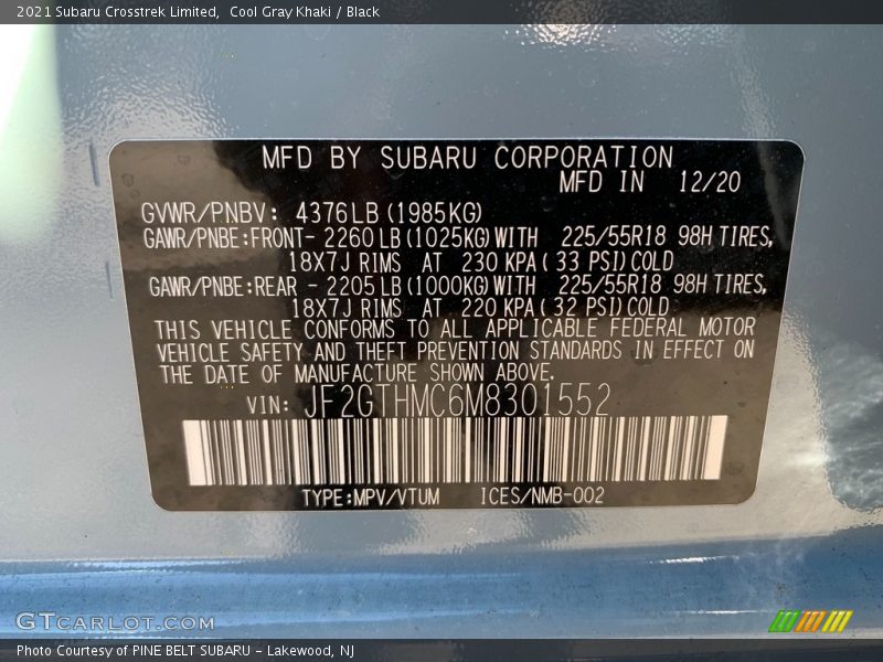 Cool Gray Khaki / Black 2021 Subaru Crosstrek Limited