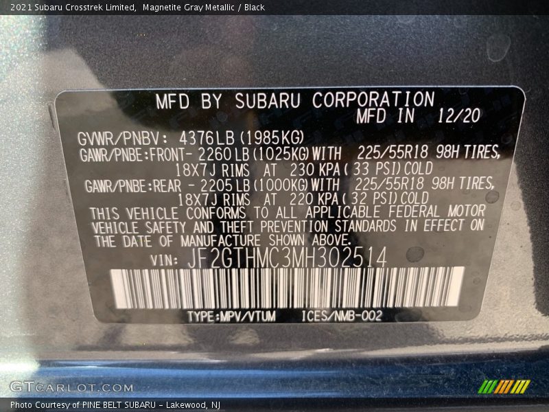 Magnetite Gray Metallic / Black 2021 Subaru Crosstrek Limited
