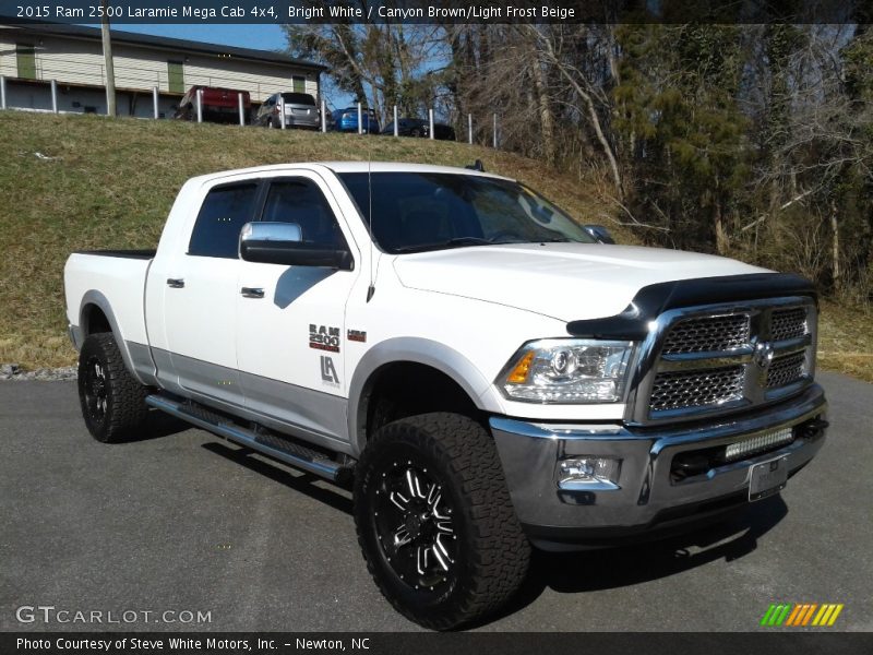 Bright White / Canyon Brown/Light Frost Beige 2015 Ram 2500 Laramie Mega Cab 4x4