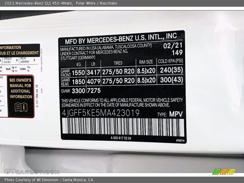 Polar White / Macchiato 2021 Mercedes-Benz GLS 450 4Matic