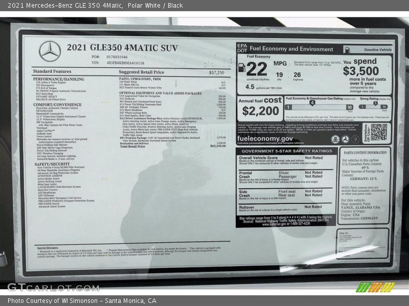 Polar White / Black 2021 Mercedes-Benz GLE 350 4Matic