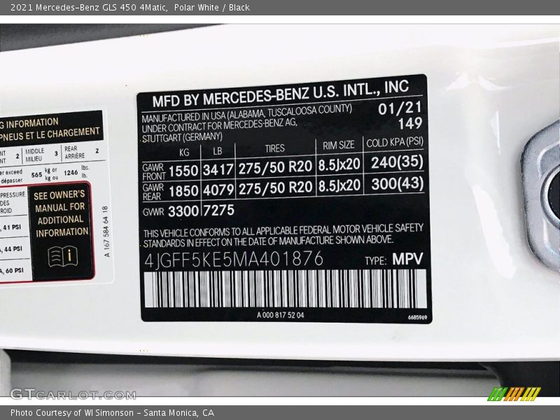 Polar White / Black 2021 Mercedes-Benz GLS 450 4Matic