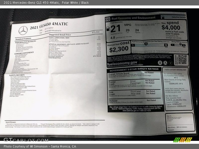 Polar White / Black 2021 Mercedes-Benz GLS 450 4Matic