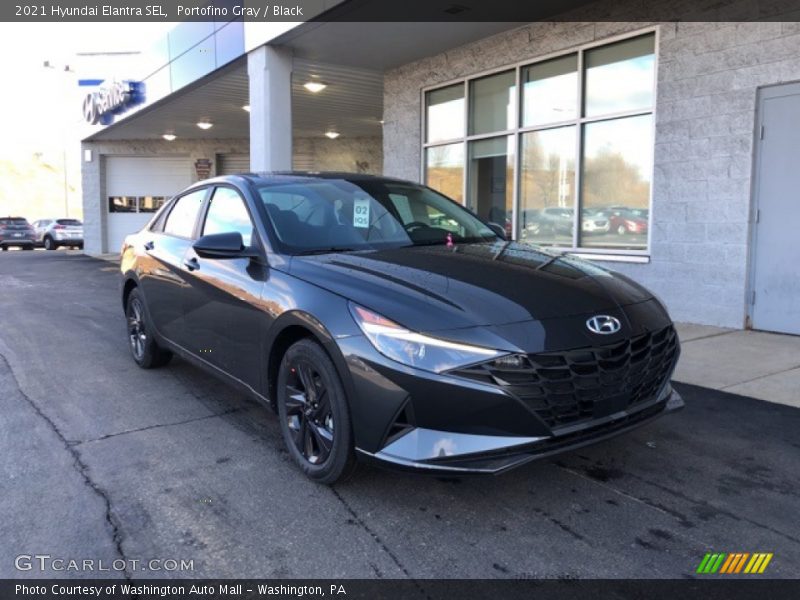 Portofino Gray / Black 2021 Hyundai Elantra SEL