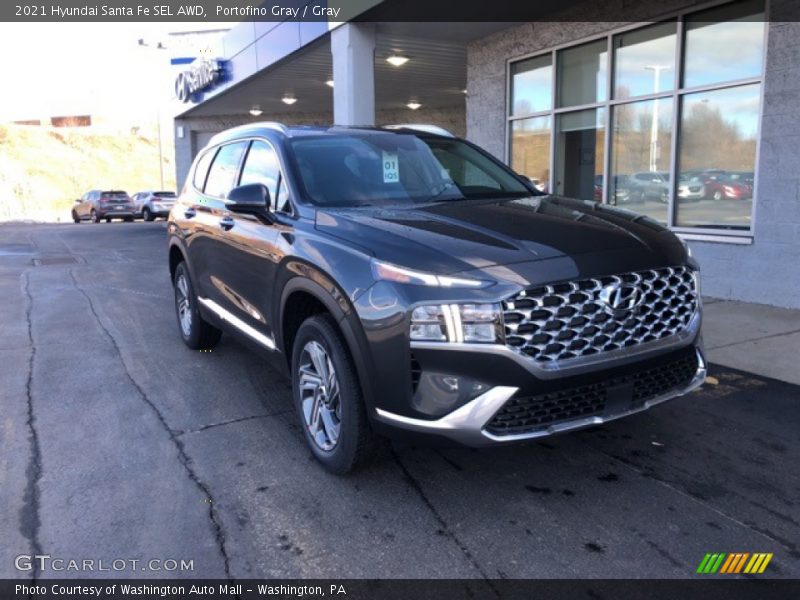 Portofino Gray / Gray 2021 Hyundai Santa Fe SEL AWD