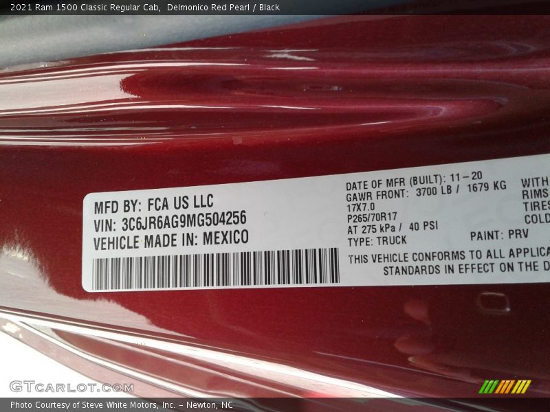 Delmonico Red Pearl / Black 2021 Ram 1500 Classic Regular Cab