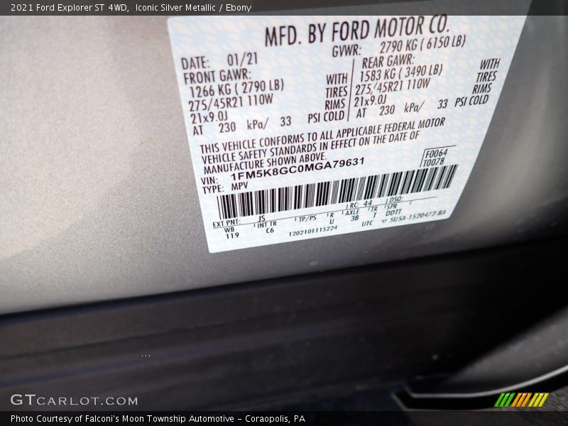 2021 Explorer ST 4WD Iconic Silver Metallic Color Code JS