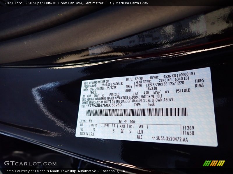 Antimatter Blue / Medium Earth Gray 2021 Ford F250 Super Duty XL Crew Cab 4x4