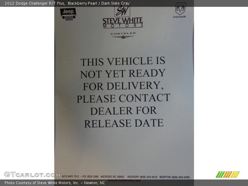 Blackberry Pearl / Dark Slate Gray 2012 Dodge Challenger R/T Plus